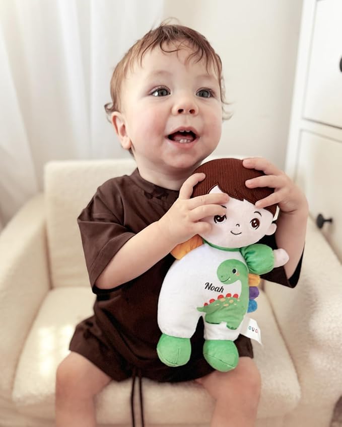 OUOZZZ 10" Soft Baby Boy Doll Set, Baby Doll Accessories Pretend Playset for Social Emotional Learning, Birthday Gift for 2 Year Olds Boy