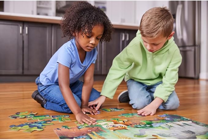 Crocodile Creek Jigsaw Puzzle, 36 Piece for Kids 3 Years and Up, Heavy-Duty Shaped Box for Storage, Finished Puzzle Size 18 x 24 inches, Wild Kingdom