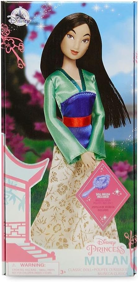 Disney Store Official Princess Classic Doll (Mulan), 11 Inches, Includes Brush with Molded Details, Fully Posable Toy in Classic Outfit - Disney Princess Toys