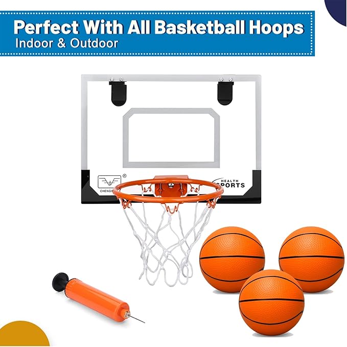 6" Mini Basketball for Mini Basketball Hoop, Beach Sand Pool Ball for Kids Adults, Suits for Over The Door Hoop, Replacement Balls for Indoor Outdoor Sport Game Gift with Pump, 3PCS (Orange)