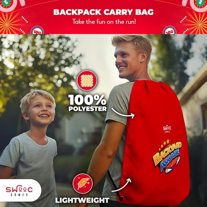 Swooc Games® - Backyard Arcade™ | 2-in-1 Bean Bag Toss Game for Kids w/Carry Bag | 5-Second Setup & Storage | Outside Toys for Toddlers | Carnival Games for Kids | Outdoor Toddler Activities