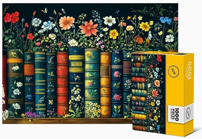 Wildflowers Puzzles for Adults 1000 Pieces, YOGEON Wildflower Pages Jigsaw Puzzle, Vintage Book Puzzles for Book Lover, Plant Floral Flowers Puzzle as Home Décor (Finish Size: 15''x 10'')