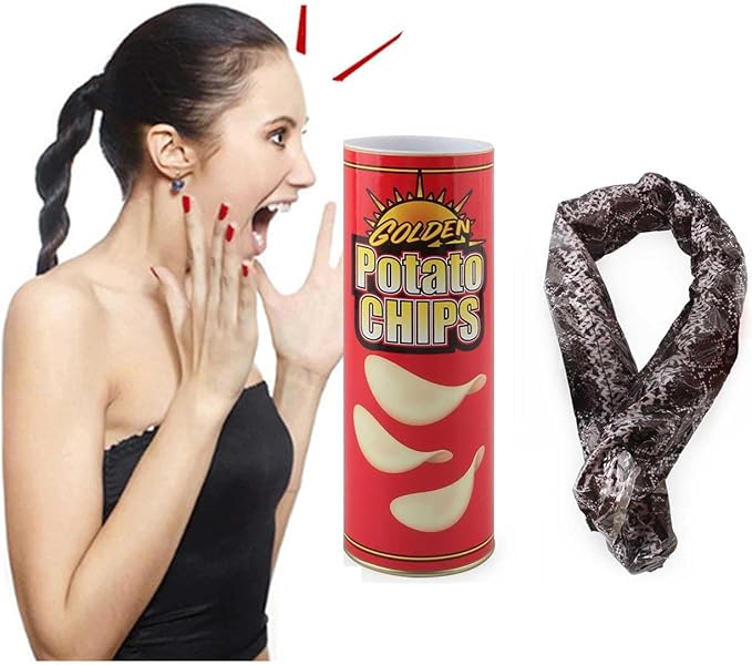 The Potato Chip Snake Can Jump Spring Snake Toy Gift April Fool Day Halloween Christmas time Party Decoration Jokes in A Can Gag Gift Prank