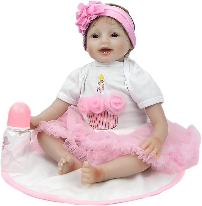 ZIYIUI Reborn Baby Dolls Clothes 22 inch Outfit Accessories 2pcs Set for 20-22 Inch Reborn Doll Newborn Girl White and Pink Skirt