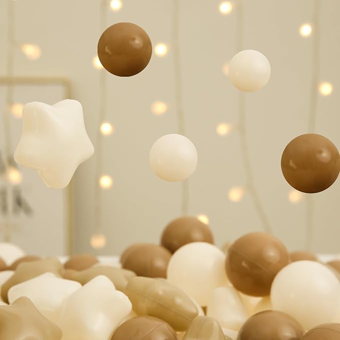 TRENDPLAY Star Ball Pit Balls for Toddlers -50 100 200 Count Star Balls Different Shapes, Non-Toxic Plastic Balls for Safe Play, Boys Girls Festival Party Decoration