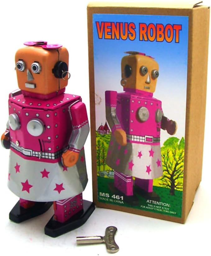 Charmgle Venus Robot Retro Tin Toy Novelty Tin Robot Wind-Up Toy Party Favor Bar Clothing Shop Home Decoration Adult Collection