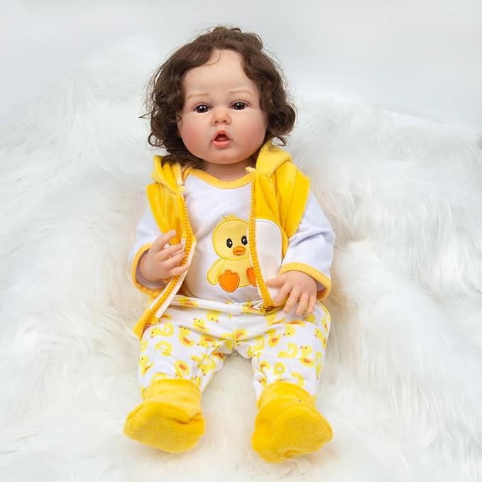 Reborn Baby Doll Clothes Yellow Duck Outfits for 16-18 Inch Baby Doll,17 Inch Reborn Newborn Baby Doll Clothes Accessories Girl & Boy