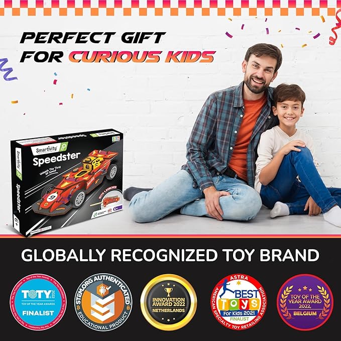 Smartivity DIY Speed CAR Toy for Kids Ages 6-12 | Build Your Own - Formula Racing Car with Launcher | Birthday Gift for Boys and Girls | STEM Learning Car Toys for 6,7,8,9,10,11,12 Years