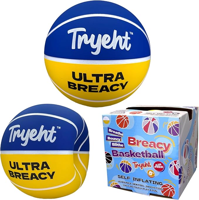 Mini Basketball, 5-Inch Self-Inflating Rubber Ball – No Pump Needed, High-Bounce Breacy Ball for Indoor Mini Hoop & Outdoor Play