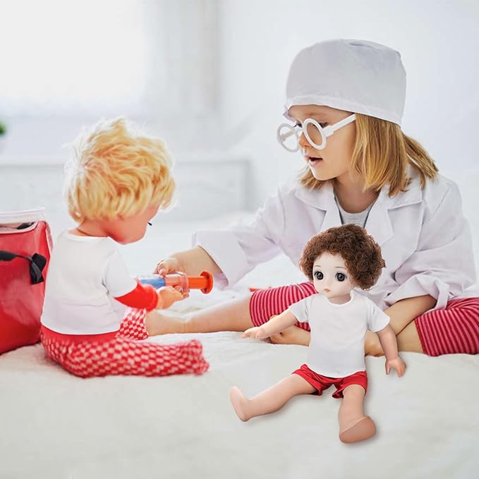 8 Pcs 18 Inch Boy Doll T Shirt Clothes Sublimation 18’’ Doll Outfits Accessories Classical Tee Shirts Fit 18 Inches Doll for Doll Decoration DIY Pretend Play