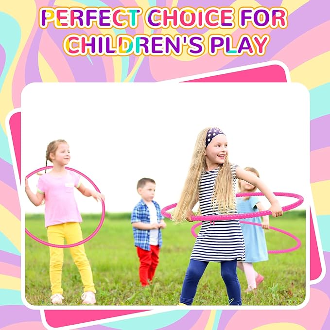 Poen 10 Pcs Exercise Hoop for Kids Detachable Adjustable Plastic Toy Colored Hoop Circles Playground Toys for Teens Games Gymnastics Dog Agility Equipment Party Decor, 28 Inch(Rose Red)