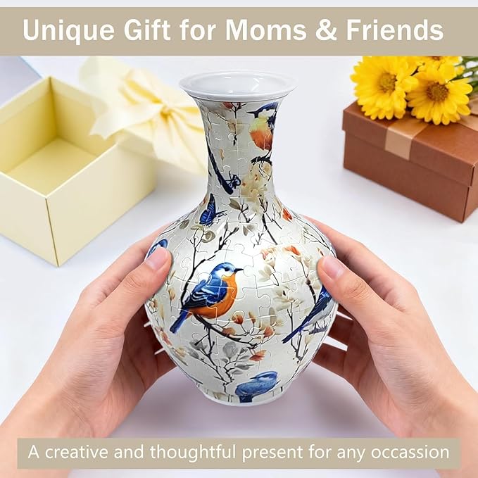 3D Puzzle Vase for Adults, 164 Piece Unique Flower Vase, Crafts for Adults, Home Decor Gift for Flower Arrangements