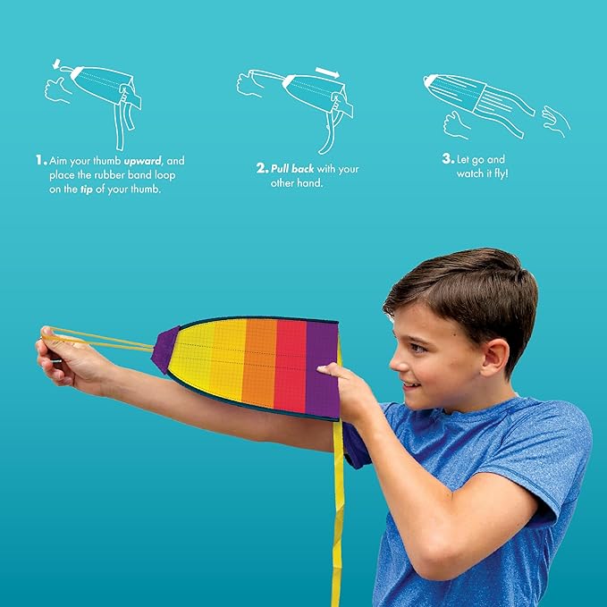 Chuckle & Roar - Thumb Kites - Fun and Energetic Kite Launching - Launch Kites Using Your Thumb - Durable Rubber Toy Launcher - Trendy Design - Ages 5 and up