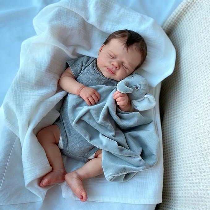 Anano Reborn Baby Dolls Boy, 18 in Realistic Baby Doll, Silicone Babys Doll Lifelike, Real Life Babys, Silicone Reborn Dolls Sleeping Lifelike Newborn Babies Doll's with Accessories
