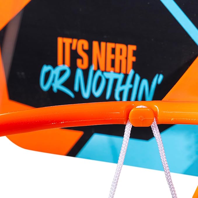 NERFOOP Slam Mini Basketball Hoop Set - Pro Hoop Mini Basket Set with NERF Foam Basketball - Spring Loaded Rim Great for Dunking - Perfect Bedroom + Office Accessory