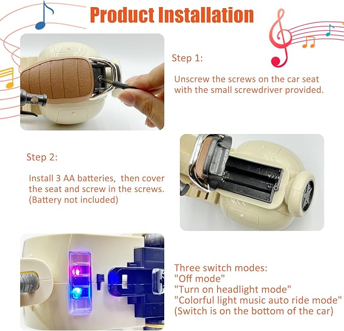 Electric Doll Scooter for 17cm Doll,Funny Doll Accessories with Music and Lights, 360° Rotatable Plastic Scooter Decoration Batteries Not Included (White)