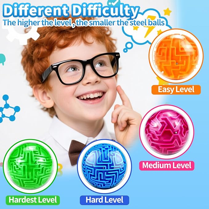 YongnKids Amaze 3D Memory Sequential Maze Ball Puzzle Toy Gifts for Kids Adults - Challenges Game Lover Tiny Balls Brain Teasers Game (Blue)