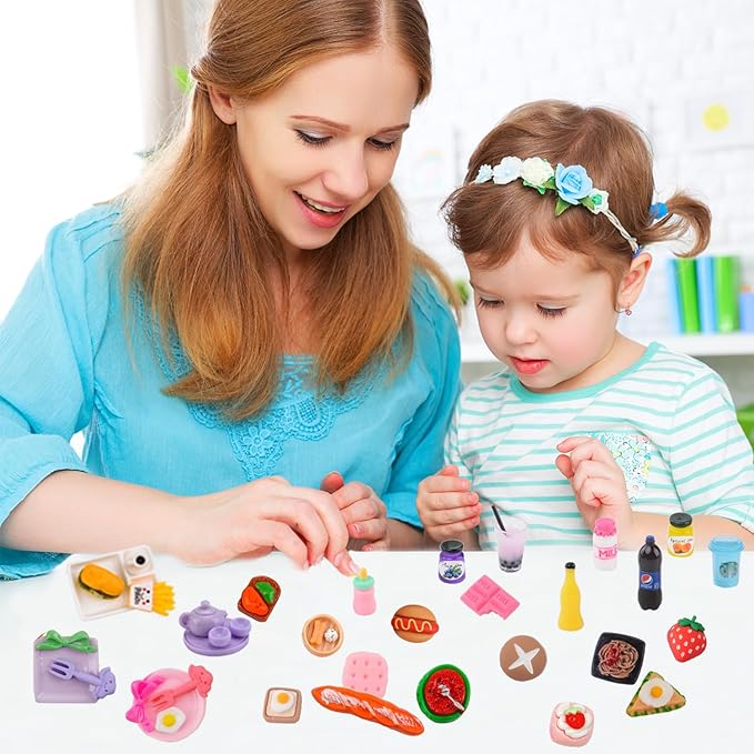 MUYIZI 100Pcs Miniature Foods Mini Food Miniature Doll House Accessories Small Resin Doll Food Dollhouse Food Set for Pretend Play Kitchen