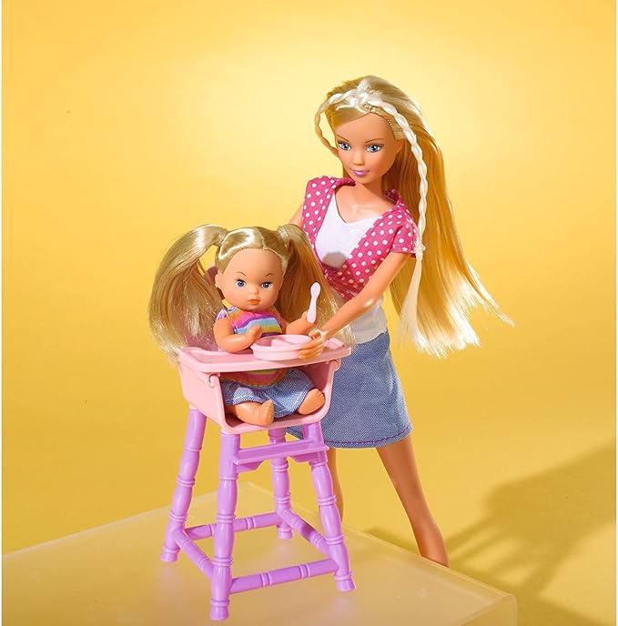 Simba Toys Steffi Love Baby World Set - Kindergarten Teacher Steffi Doll with Baby, Cot, Stroller, High Chair, and Bathtub, Ages 3+