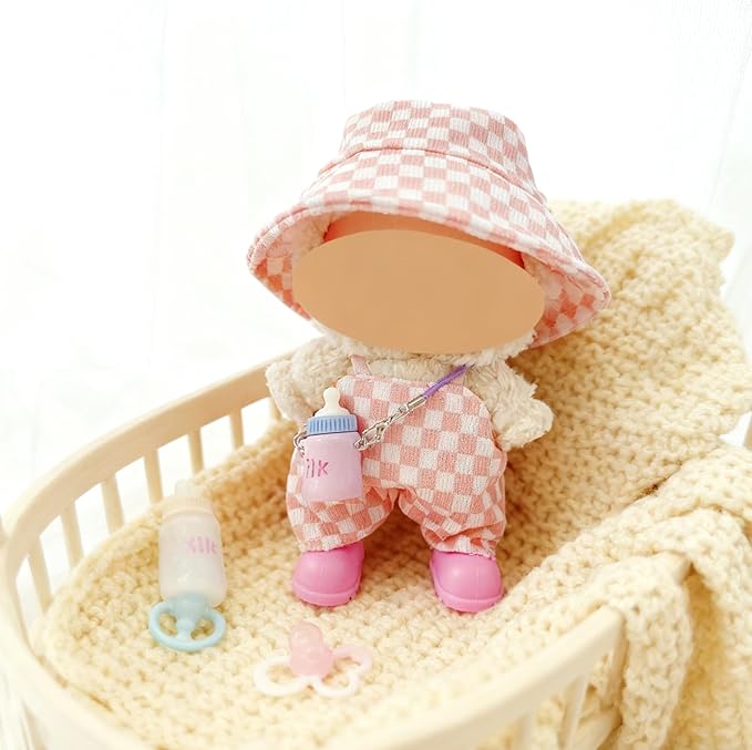 Ezcora Macaron Style Doll Clothes Set for 17cm Dolls, Include 5 Outfits with Hats, Shoes, Glasses and Mini Bags, Cute Dress Up Outfit for Doll Display, (No Dolls) (Macaron Style)