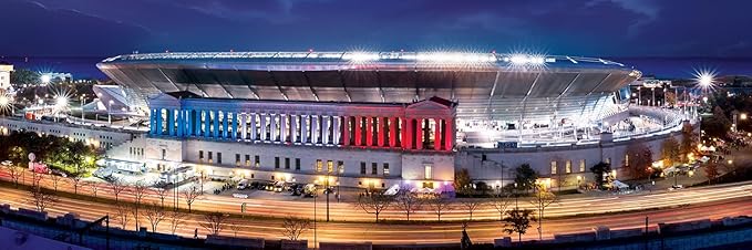 Masterpieces 1000 Piece Jigsaw Puzzle – NFL Chicago Bears Stadium Panoramic, 13"x39", Chicago Bears Wall Art Decor, Poster Style, Officially Licensed, Adult Puzzle