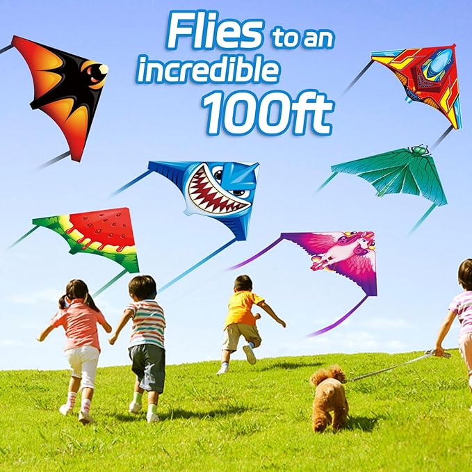 YongnKids 6 Pack Mini Kite for Boys Girls Age 3-5 4-8, Finger Launcher Kites Easy to Fly Ejection Flying Toys Kite for Kids Teens Ages Beach Park Backyard Outdoor Sports