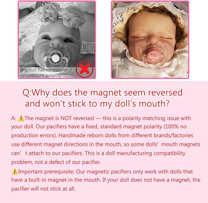 Cute Pink Reborn Baby Doll Pacifier Set - Magnetic Pacifier & Feeding Toy Accessories, 4Pcs Realistic Doll Feeding Set for Reborn Dolls & Baby Dolls-Pink