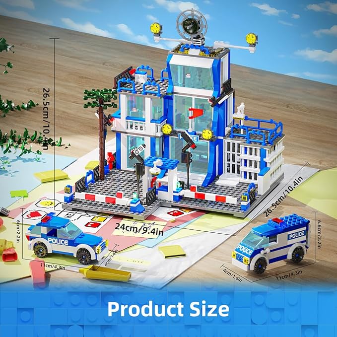 MindBox City Police Station Building Sets, 570pcs City Police Sets Toy Building Bricks Kit for Boys 8-12