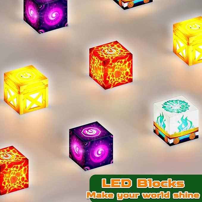 200 PCS Magnetic Blocks with Light Up Blocks - Magnetic Building Blocks, Magnetic Construction Cube Toys, STEM Sensory Learning Toys, Easter Christmas Birthday Gifts for Toddlers Boys and Girls Age 3+