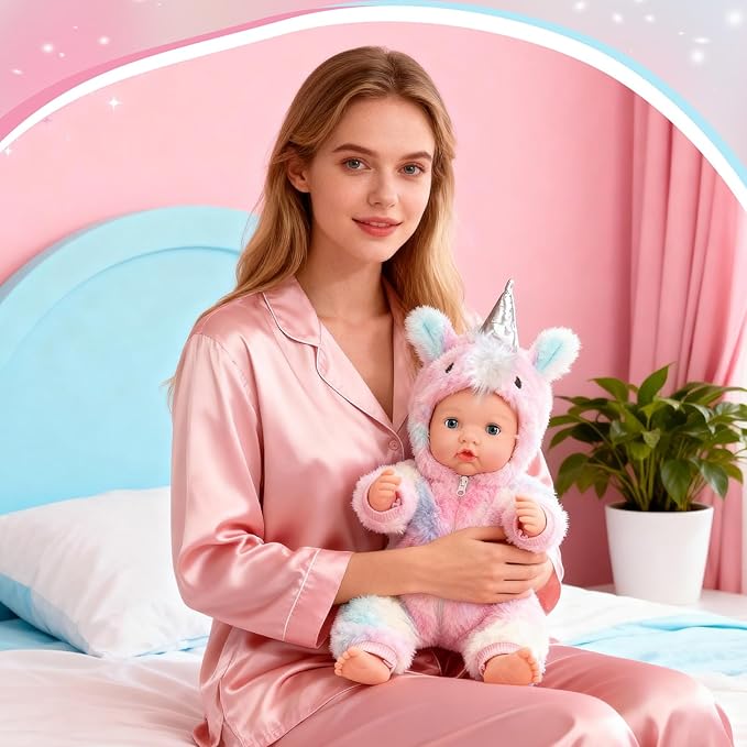 17Inch Baby Doll - Realistic Cute Soft Body Baby Doll Real Life Reborn Silicone Baby Dolls with Bottles & Pacifier, Diapers, Gift for Girls Ages 3+, Pretend Play & Collectors