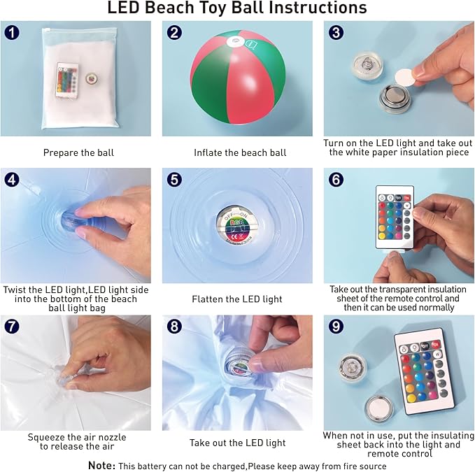 MIAOKE Funny and Playful Pool Toys 16 Inch 5 Pack- 16 Lighting and 4 Modes LED Beach Ball with Remote Control,Suitable for Pool Games Night Summer Pool Party,Outdoor Everybody Family Games, Green
