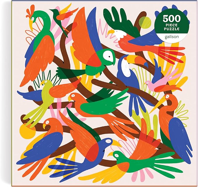 Galison Chromatic Birds 500 Piece Puzzle from Galison - Fun and Challenging Puzzle for Adults, Colorful Modern Illustrations of Birds, Thick and Sturdy Pieces, Great Gift Idea