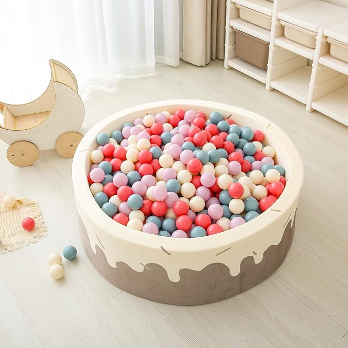 GOGOSO Ball Pit Balls for Toddler, Baby Plastic Playballs Kids Soft Pastel Pelotas Non-Toxic BPA-Free,Cream Pink+Blue+Purple+White,100 Balls