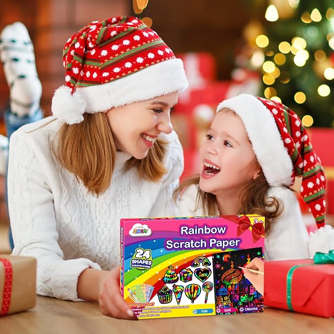 ZMLM Scratch Paper Art-Craft for Girls: Rainbow Scratch Magic Drawing Set Paper Pad Board Supply Kit Girl Project Activity for 3-12 Age Kid Toy Holiday Party Birthday Easter Gift