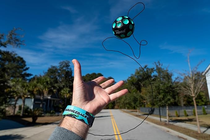 Waboba Bounceback Returning Black and Blue Moon Ball Hyper Bouncy Balls, Extreme Bounce and Fun, Super High Bouncing Ball for Active Play and Outdoor Games
