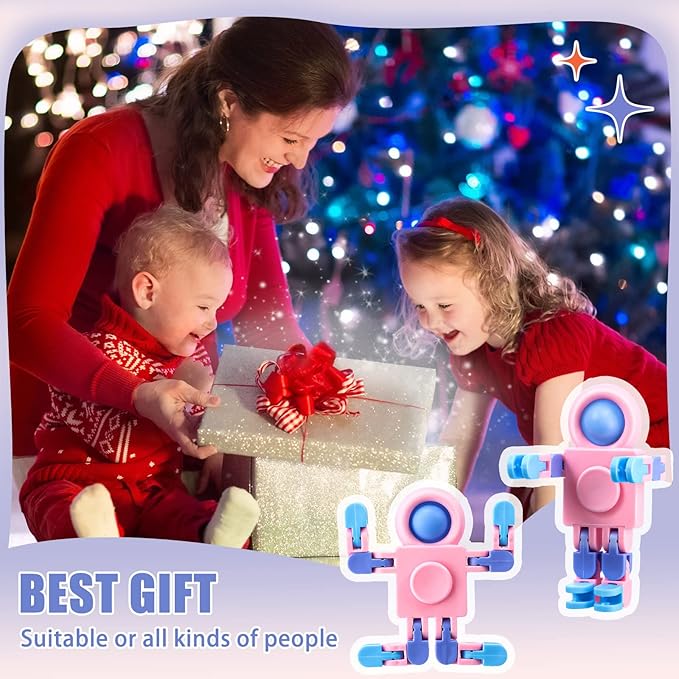 Hanaive 200 Pcs Robot Fidget Spinners for Kids Transformable Fingertip Gyro Chain Toy Deformable DIY Stress Relief Fidget Sensory Toys Adults Piñata Goodie Bag Stuffers Valentine Party Favors Gift