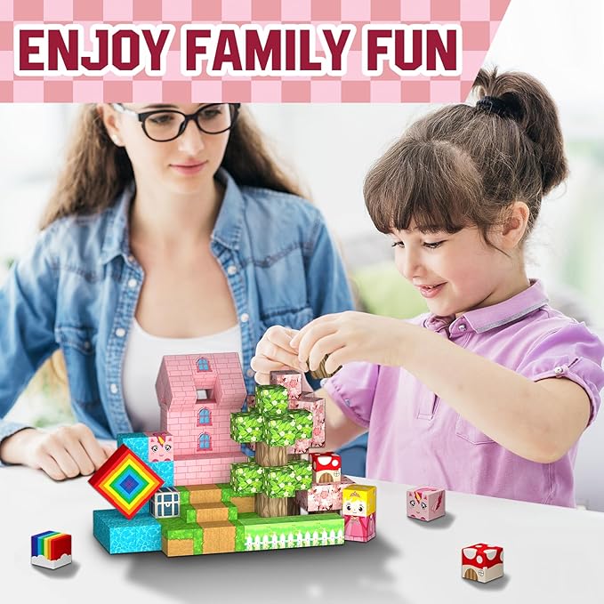 100PCS Magnetic Blocks - Princess Castle Building Toys Montessori Sensory Toys Birthday GIFS for Girls 3 4 5 6 7 8 9 10+ Years Old, Creative Magnets Games for Toddler Kids