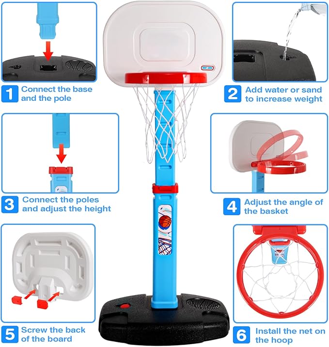 AOKESI Toddler Basketball Hoop Indoor for Age 1-3, Adjustable Kids Basketball Hoops Set, Mini Basketball Goal with Balls Outdoor Sport Poolside Game Birthday Toys Gifts for Baby Boys Girls 2 3 4 5