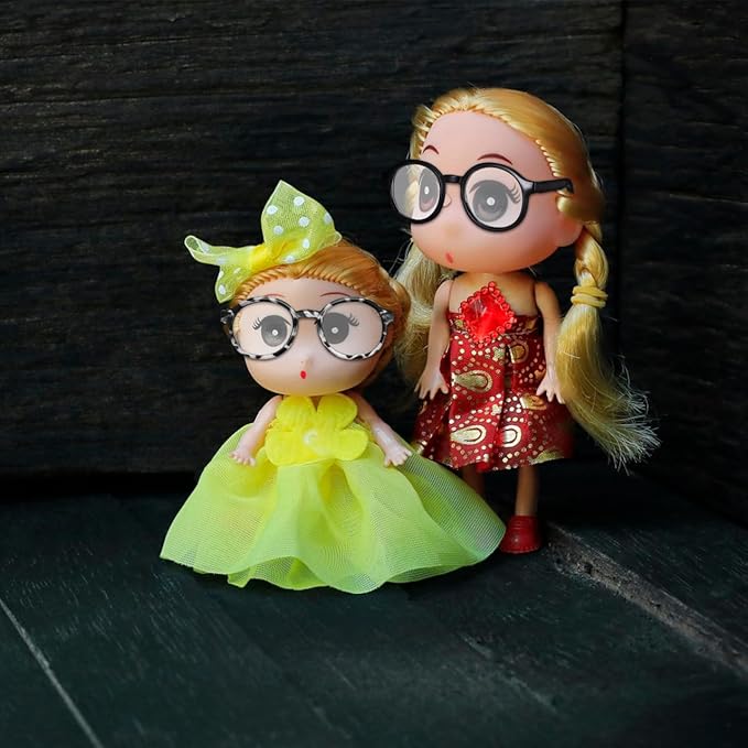 SEWACC 6pcs Mini Doll Glasses, Multi-Color Plastic Doll Dress up Eyeglasses, Toy Costume Stuff Accessories for Figures Dollhouse and Photography Props