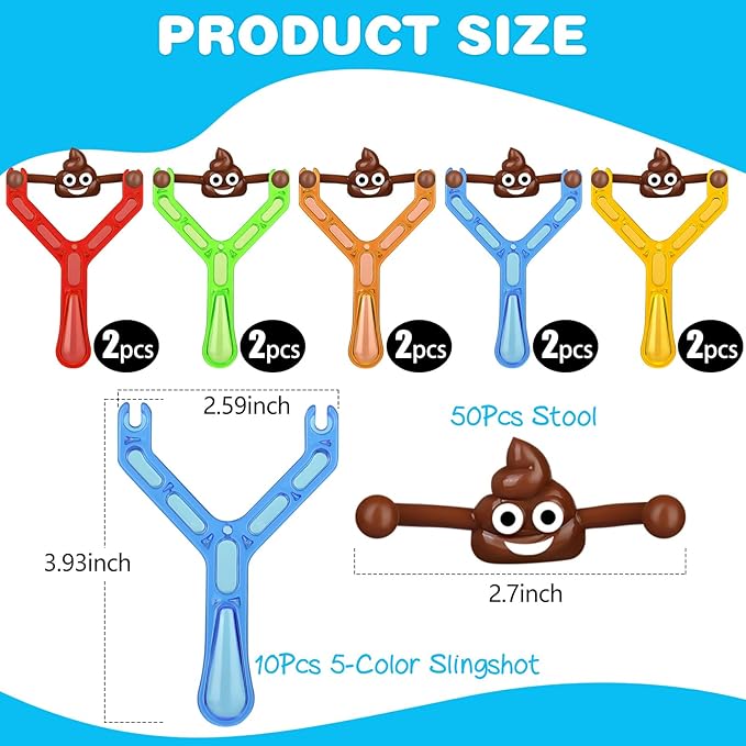 60 Pcs Finger Slingshot Novelty Toys, Toy Poop for Halloween, Fake Poop for Novelty Toys and Amusements, Halloween Poop Rubber Spoof Toy for School Party, Friends Gathering