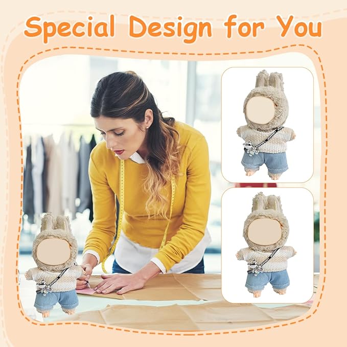 3 Pack Compatible for Labubu Clothes,17cm Doll Clothes Set,Luxury Designer Outfits,Cute Birthday Party Costumes,Valentines Day Gifts for Her Him,Stylish Fashion Wardrobe Accessories for 17cm Dolls