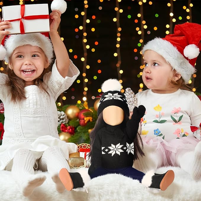 Bencailor 6 Pcs 18 Inch Christmas Doll Clothes and Accessories Winter Outfits Set Sweaters Trousers Hats Shoes Gloves for 18 Inch Doll Gifts(Black)
