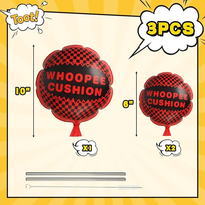 POPLAY 3 PCS Whoopee Cushions, Prank Gifts Fart Pillow Toys for Novelty Party Favors Kids and Adults