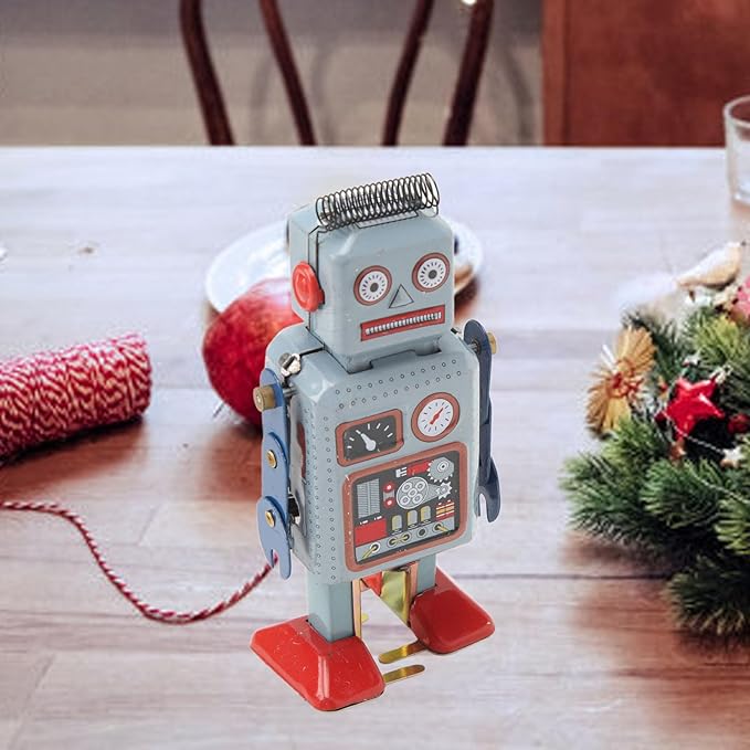 Robot Toy, Vintage Wind Up Robot Toy, Clock Movement Walking Toy, Retro Tinplate Toy for Photo Prop, Decoration, Gift, Surprise, Birthday