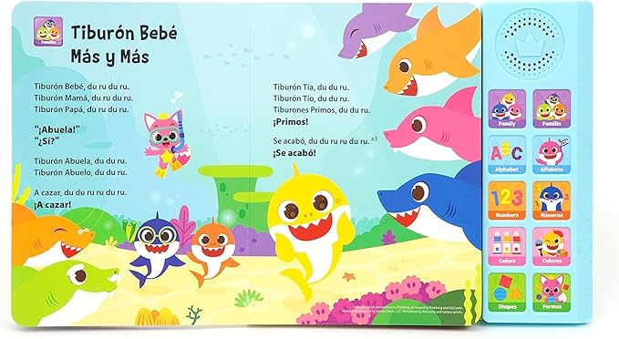 Baby Shark Bilingual Sound Book for Toddlers 1–3 | 10 Buttons, 5 English & 5 Spanish Songs Interactive Learning Toy by Pinkfong