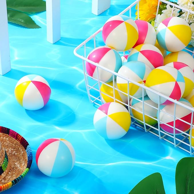 36 Pcs Beach Stress Ball 2.5 Inch Summer Mini Stress Relief Balls Rainbow Squeeze Toys Pu Foam Squeezy Toy for Girls Boys Adults Beach Birthday Party Favors Water Pool Games(Bright Color)
