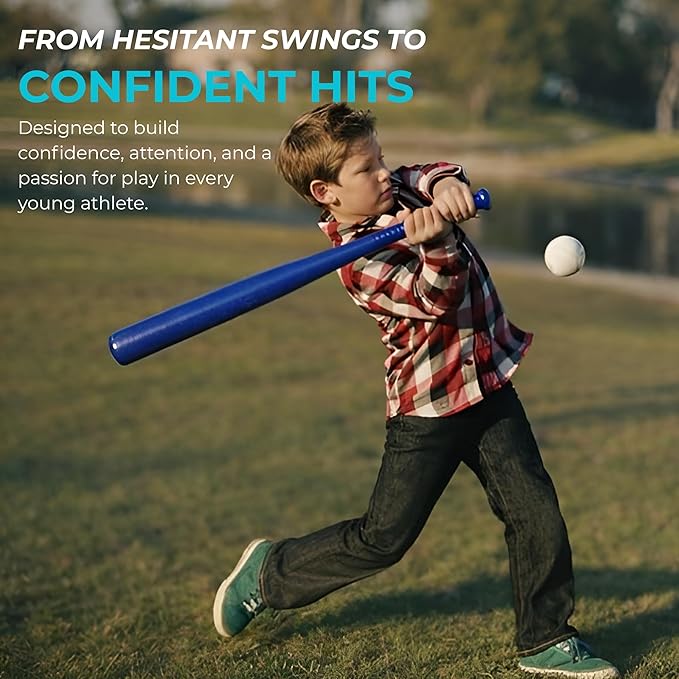 BAMMAX Backyard Baseball Set Includes (2) 32" Plastic Bats & (6) Plastic Baseballs | Great for Backyard Games & Parties | Safer Alternative to Kids Baseball Bats | Great for 3-10 Years Kids