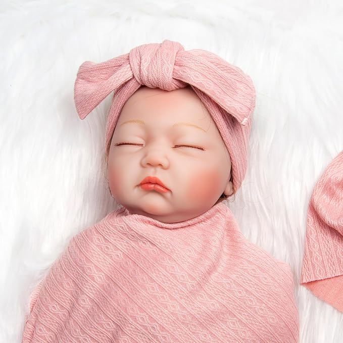 Reborn Baby Dolls Clothes Swaddle Blanket Set High Flexibility Blanket Fit 17-22 Inches Reborn Dolls Girl Fake Baby Clothes Accessories 4 Pieces of Pack