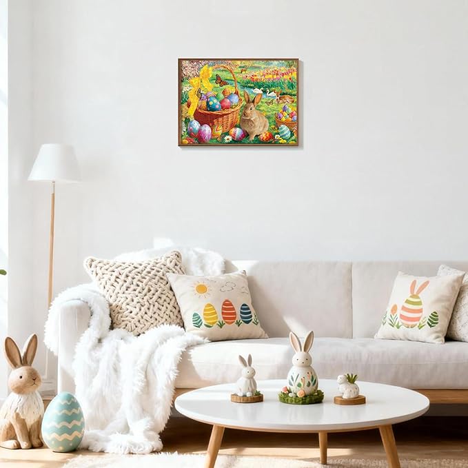 Sutinban Easter Puzzles for Adults 500 Pieces - Adorable Bunny, Colorful Eggs & Spring Garden Scene, Family Holiday Activity Puzzle Gift for Adults Senior