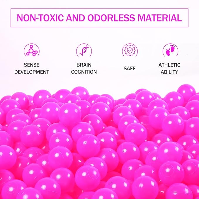 Ball Pit Balls for Kids, Plastic Refill 2.2 Inch Balls, 100 Pack, Bright Colors, Phthalate and BPA Free, Includes a Reusable Storage Bag with Zipper